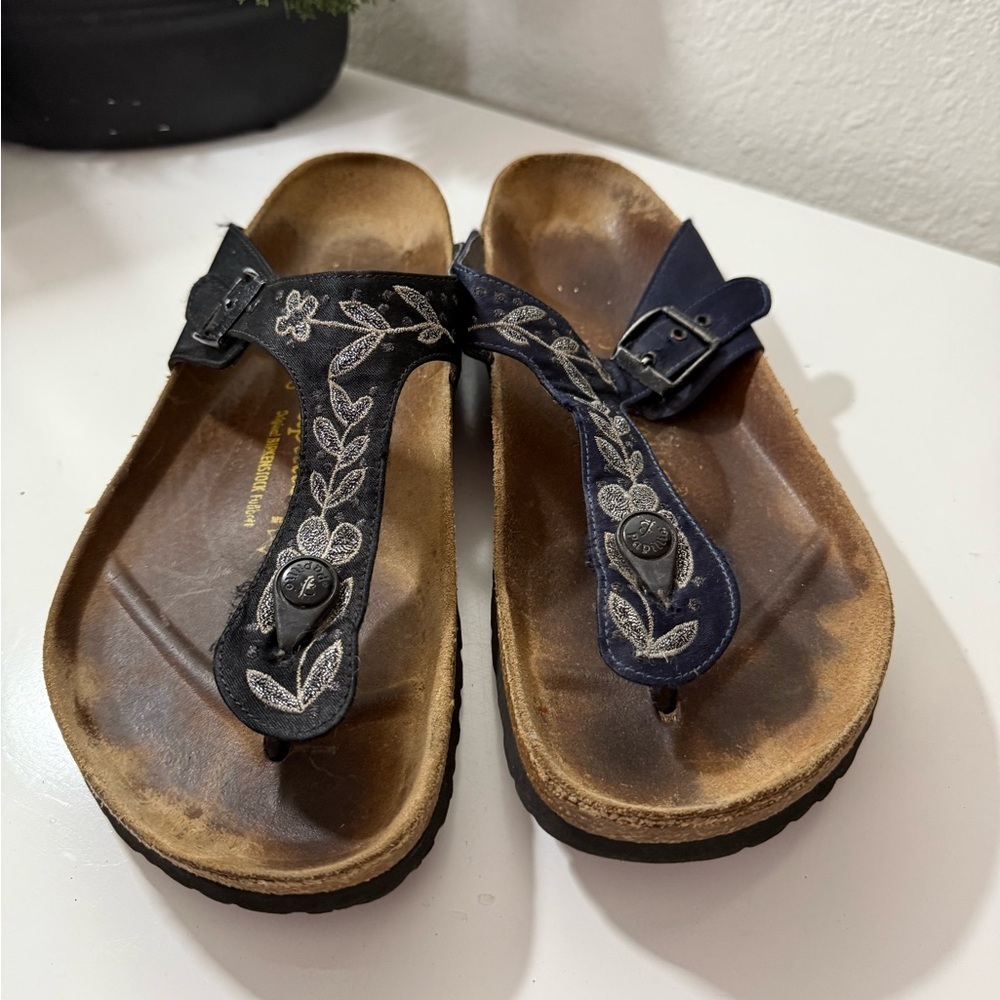 Birkenstock Papillio Navy Floral Sandals - Picture 3 of 6